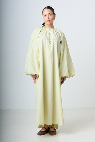 Dress With Balloonsleeves - Light Green
