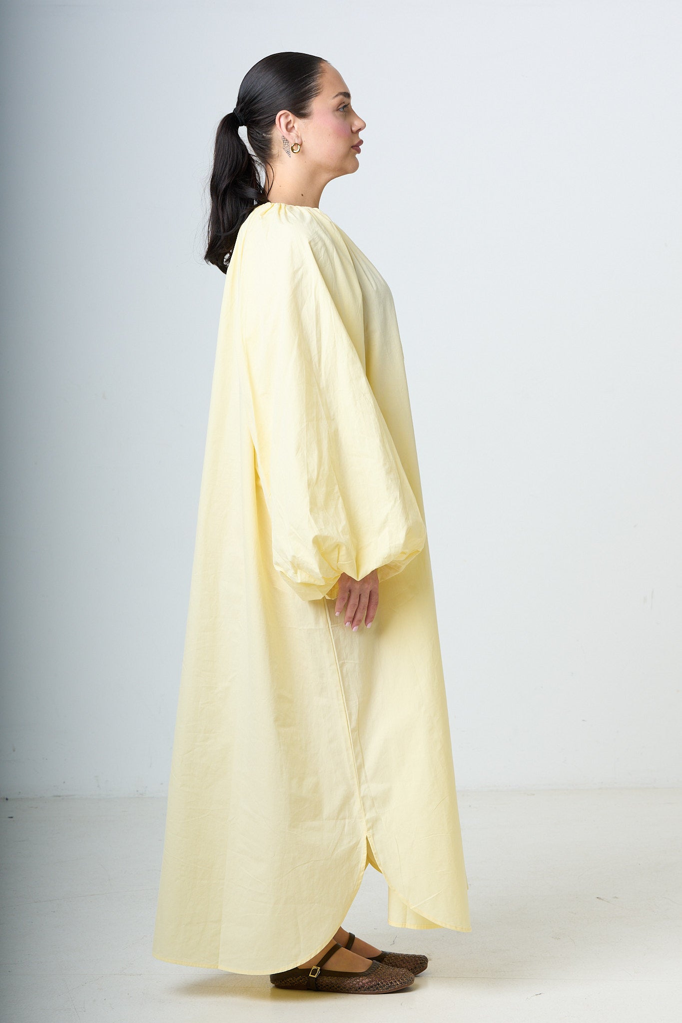 Dress With Balloonsleeves - Yellow