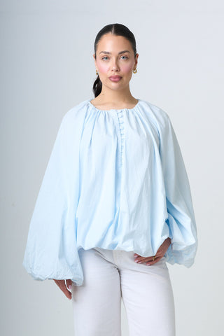 Blouse With Balloonsleeves - Light Blue