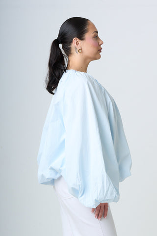 Blouse With Balloonsleeves - Light Blue