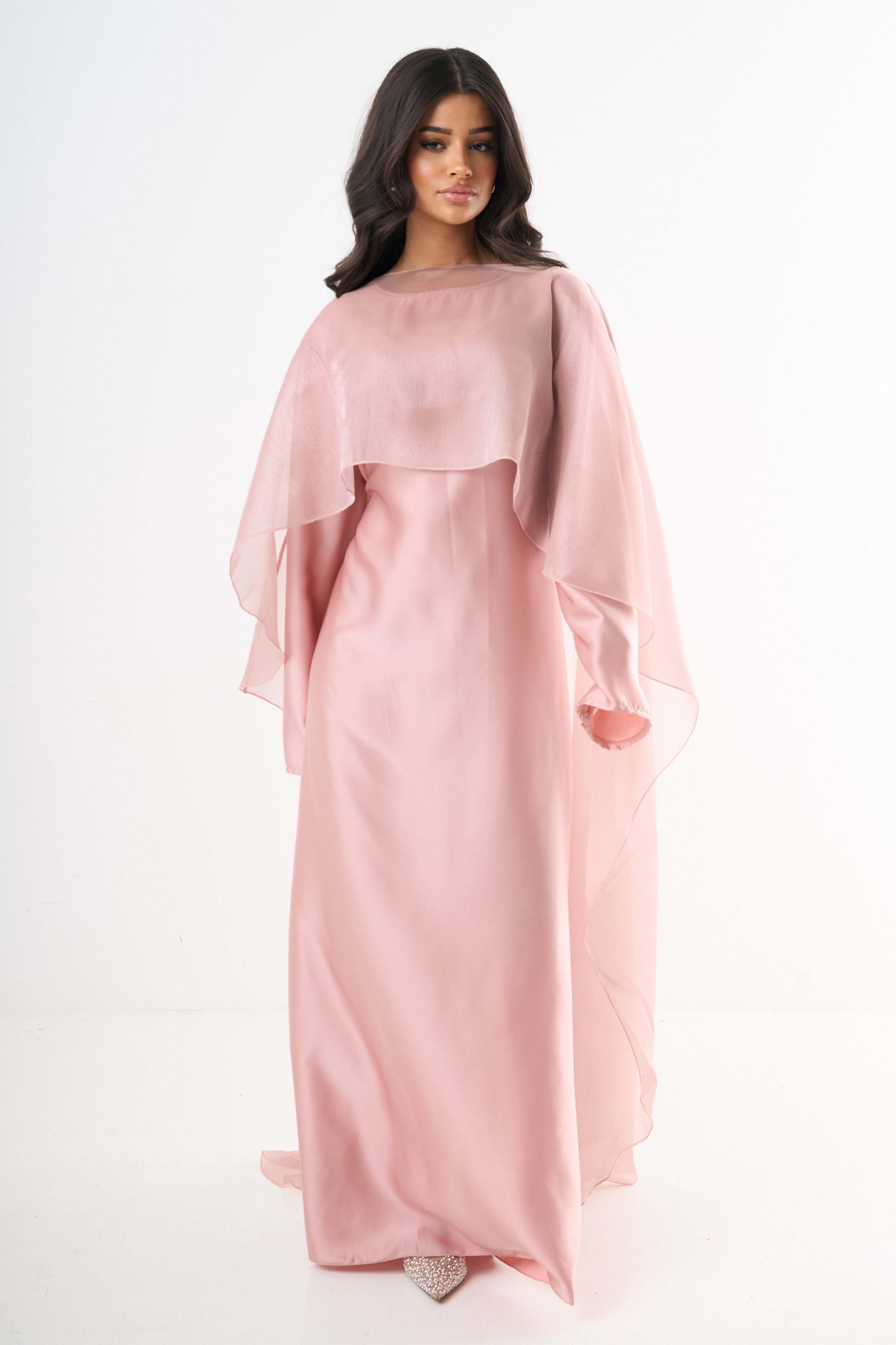 Elegant Cape Dress - Pink