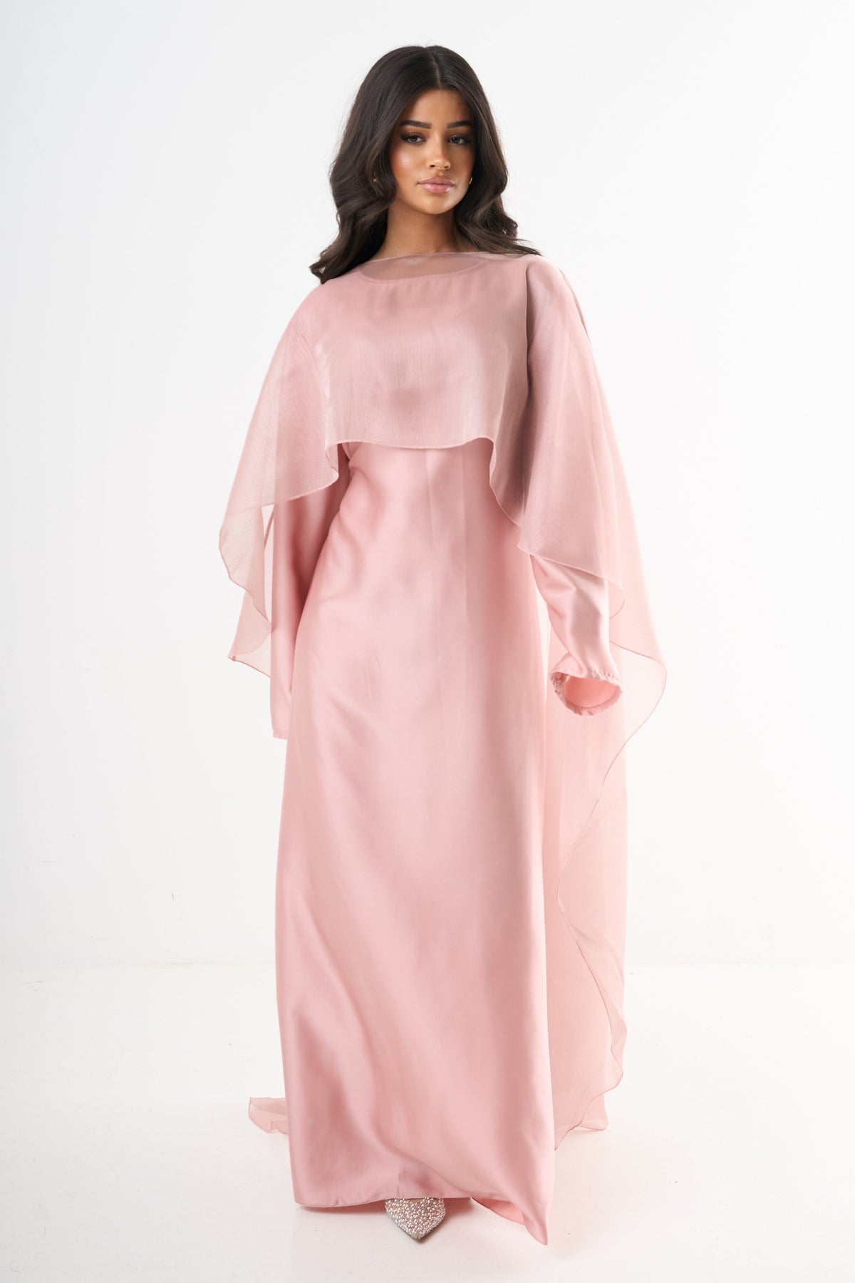 Elegant Cape Dress - Pink