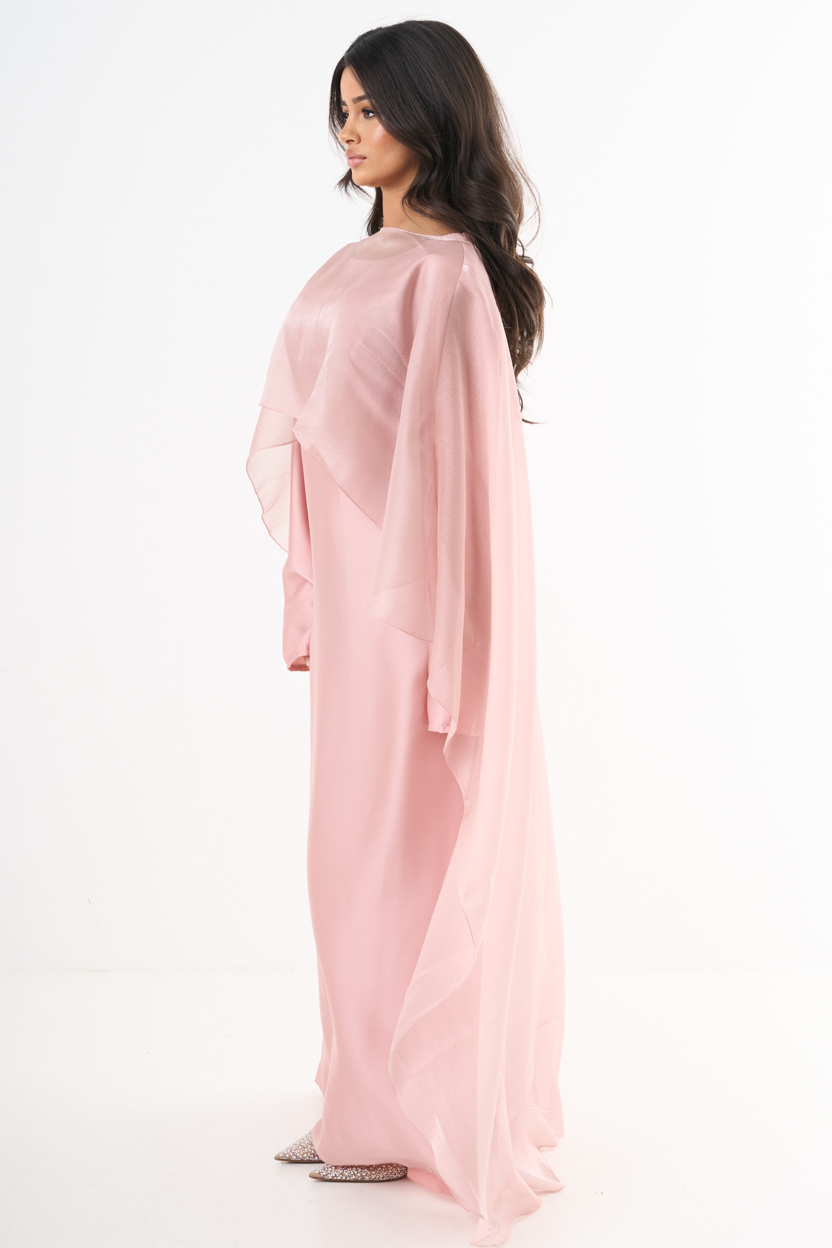 Elegant Cape Dress - Pink