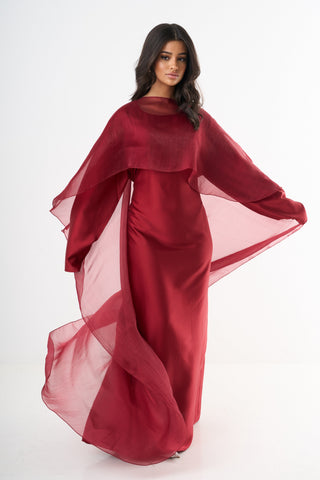 Elegant Cape Dress - Red