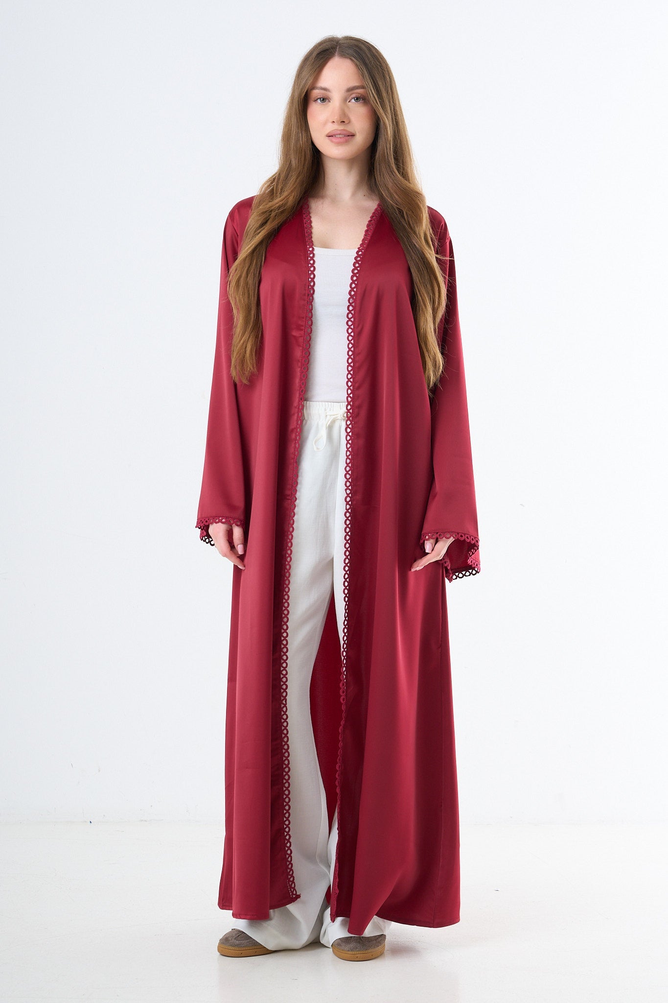 Flow Open Abaya - Bordeaux