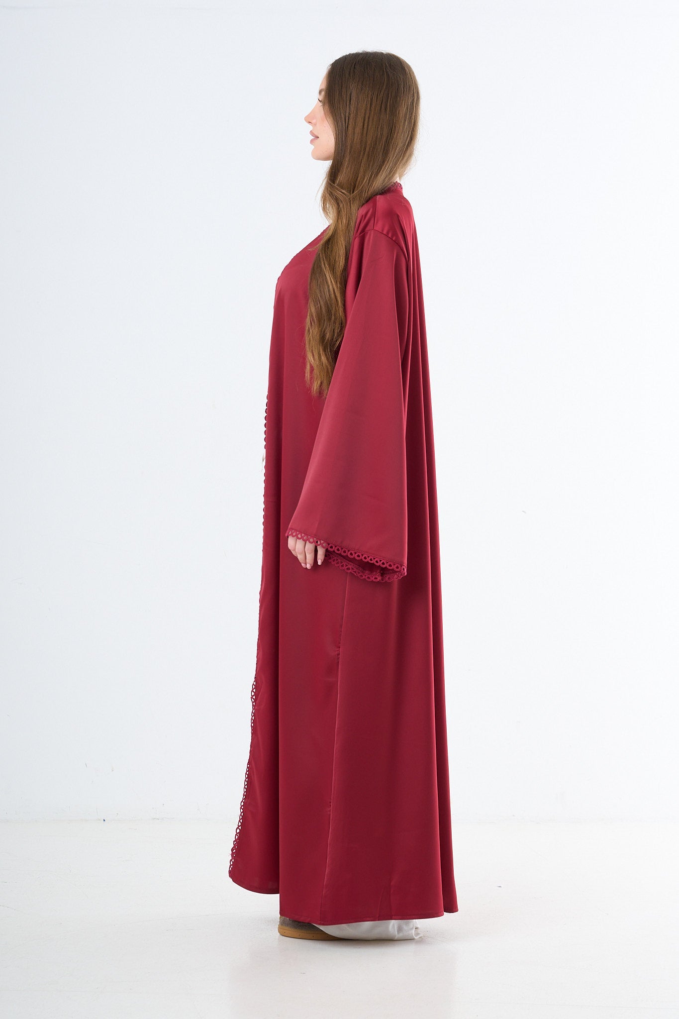 Flow Open Abaya - Bordeaux