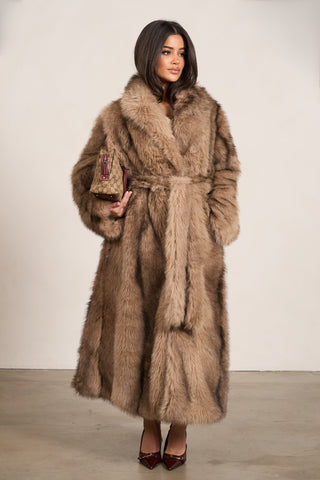 Fur Coat Long - Beige