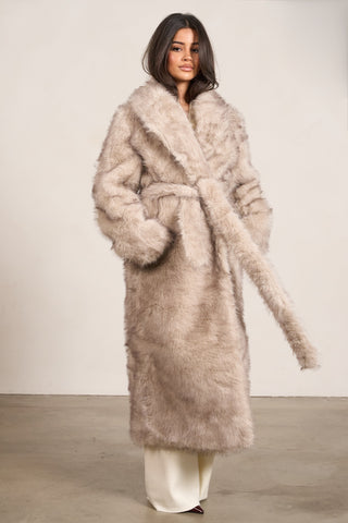 Fur Coat Long - Ecru