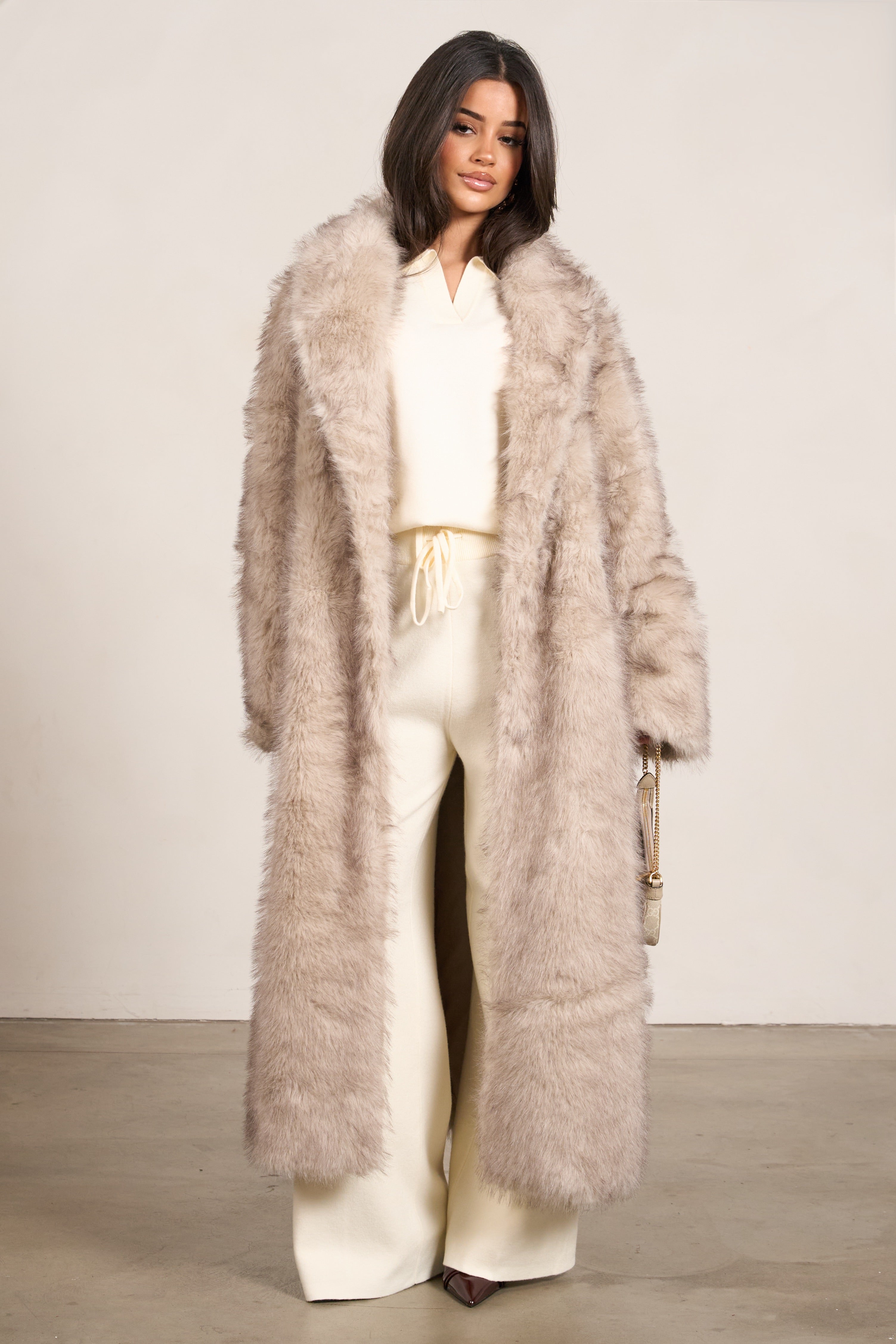 Fur Coat Long - Ecru
