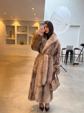 Fur Coat Long - Beige
