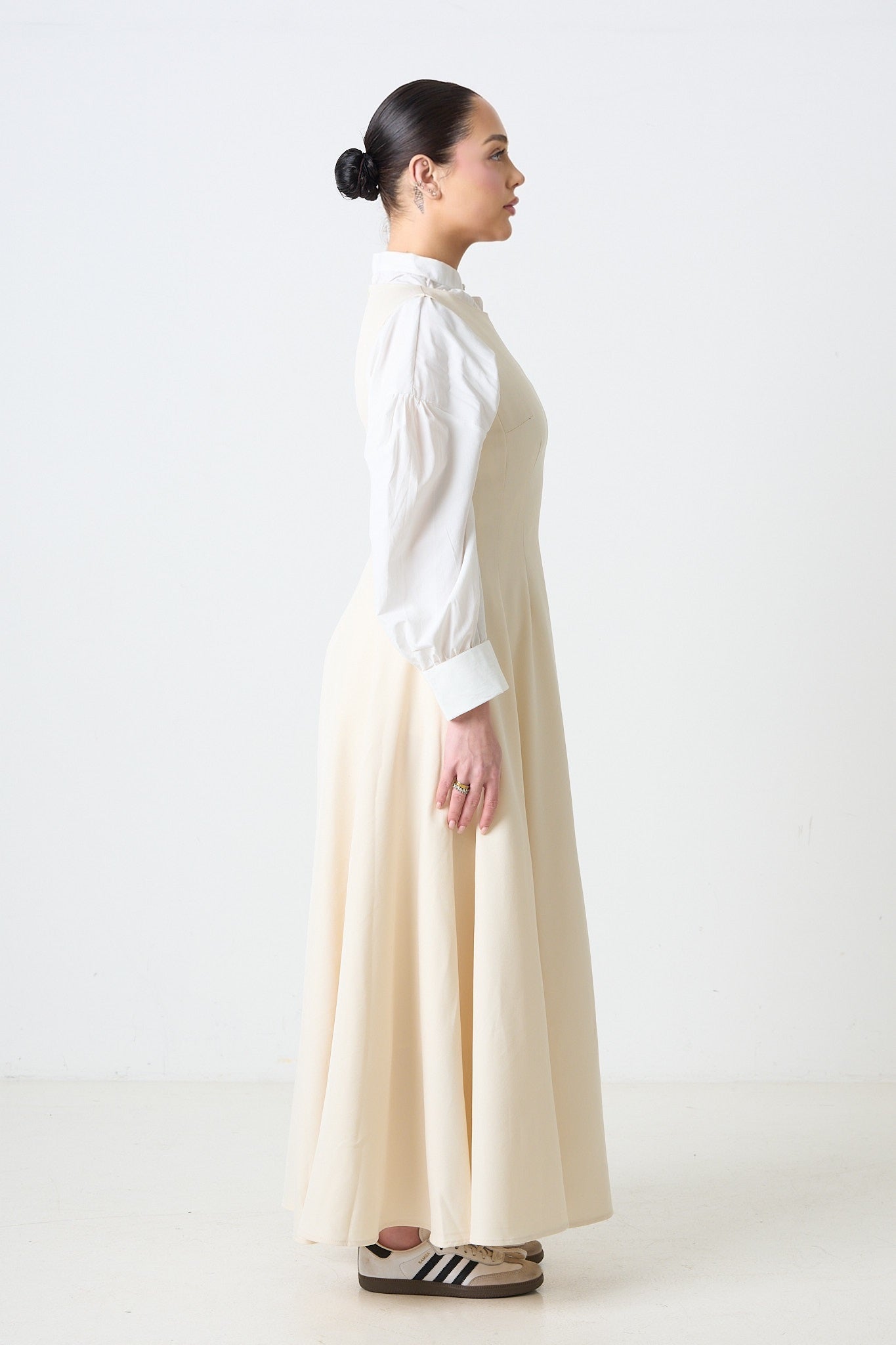 Half Sleeves Dress - Cream