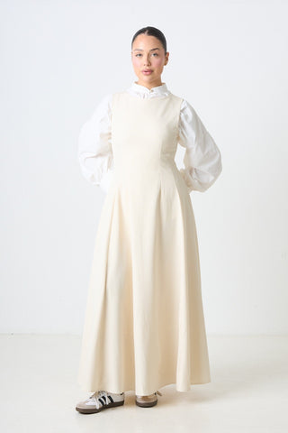 Half Sleeves Dress - Cream