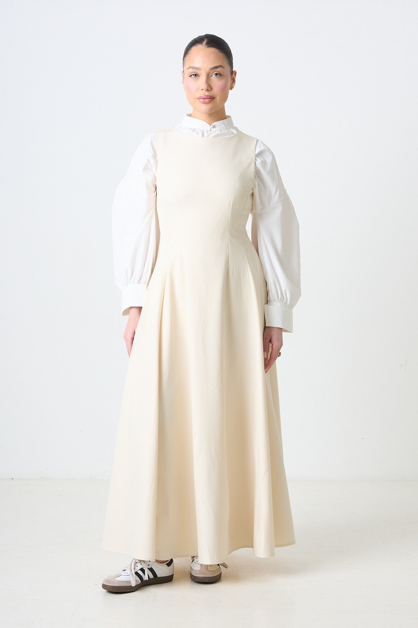 Half Sleeves Dress - Cream