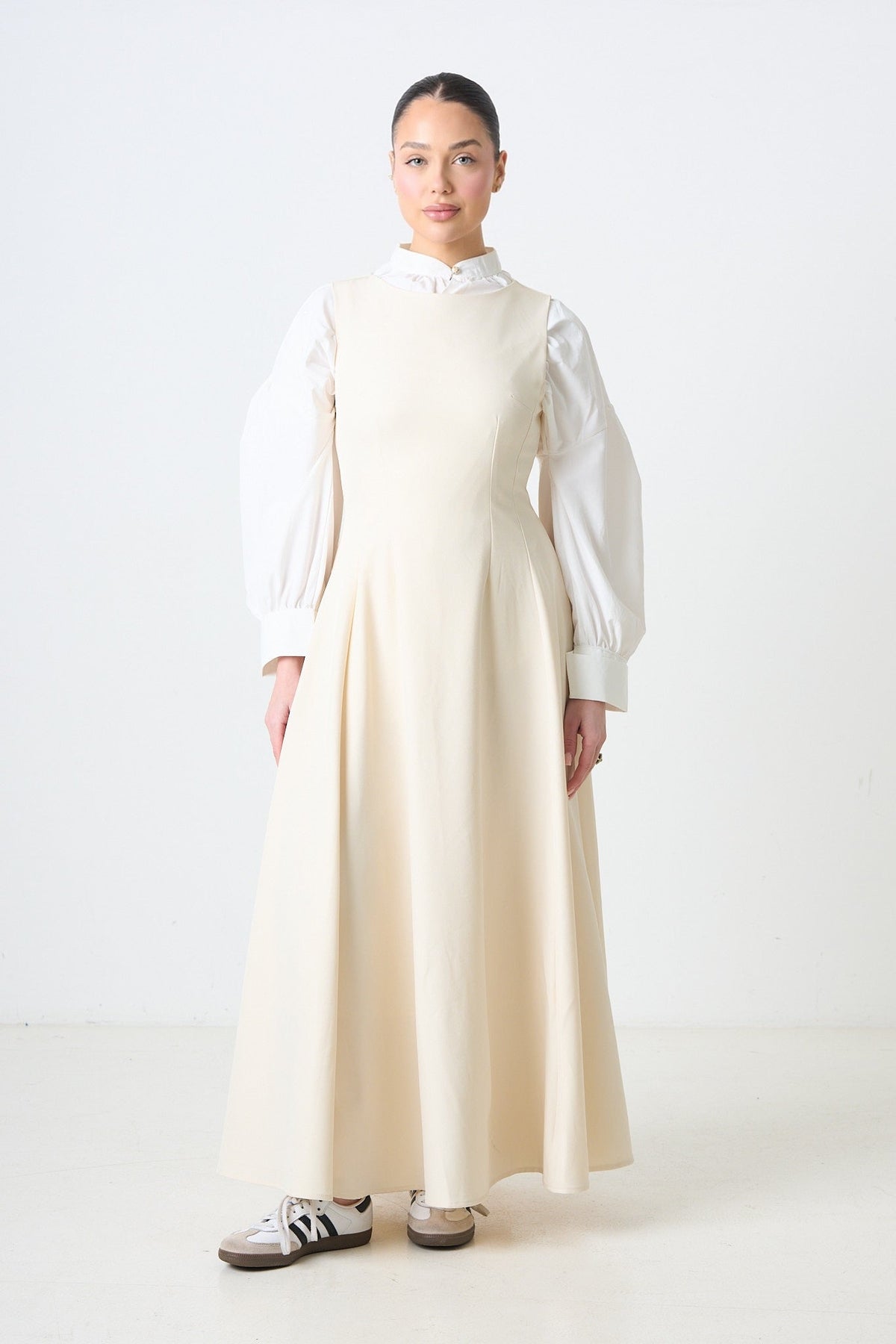 Half Sleeves Dress - Cream