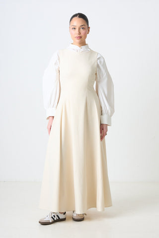 Half Sleeves Dress - Cream