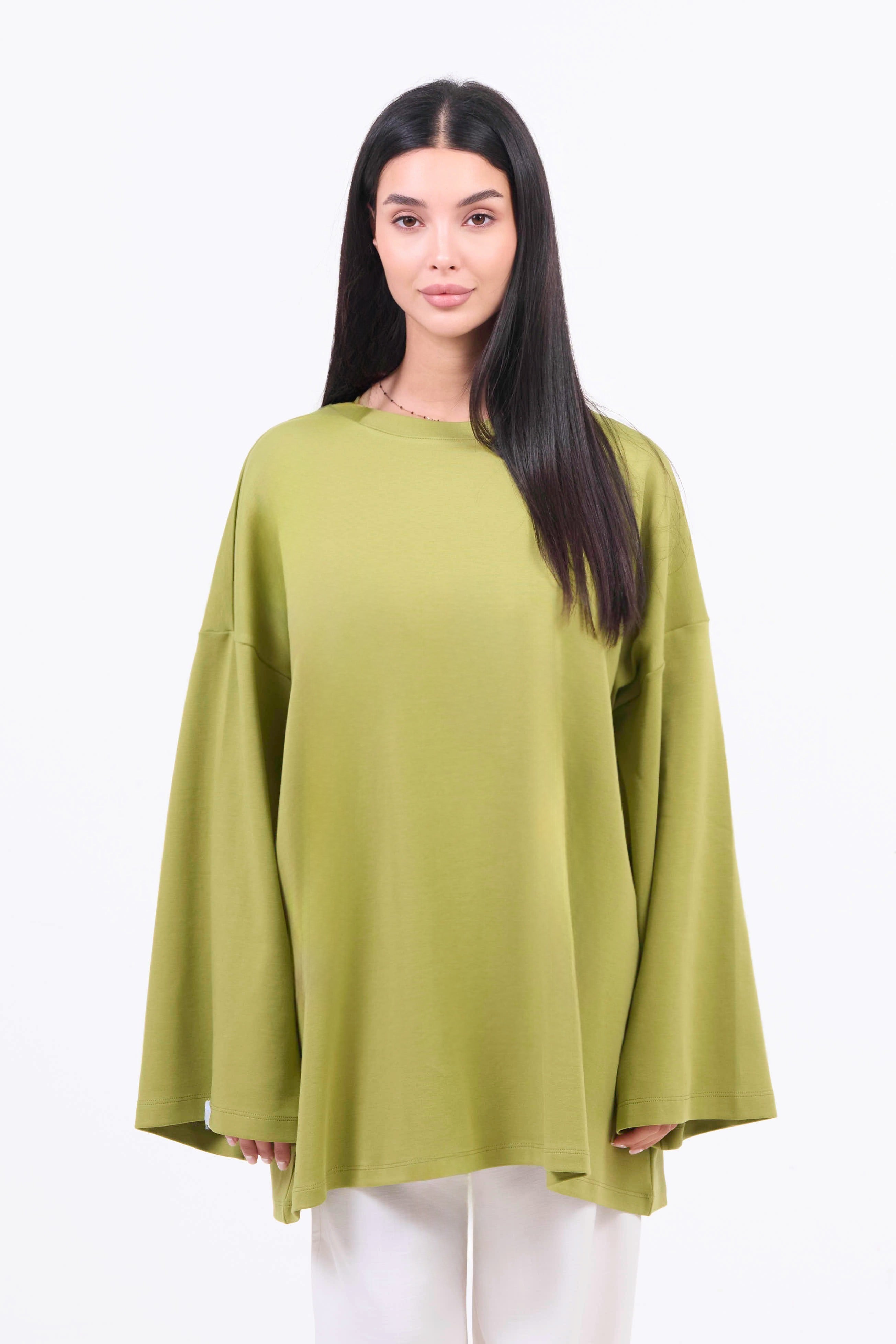Heavyweight Oversized Long-Sleeved T-shirt - Pistachio
