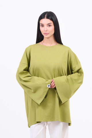 Heavyweight Oversized Long-Sleeved T-shirt - Pistachio