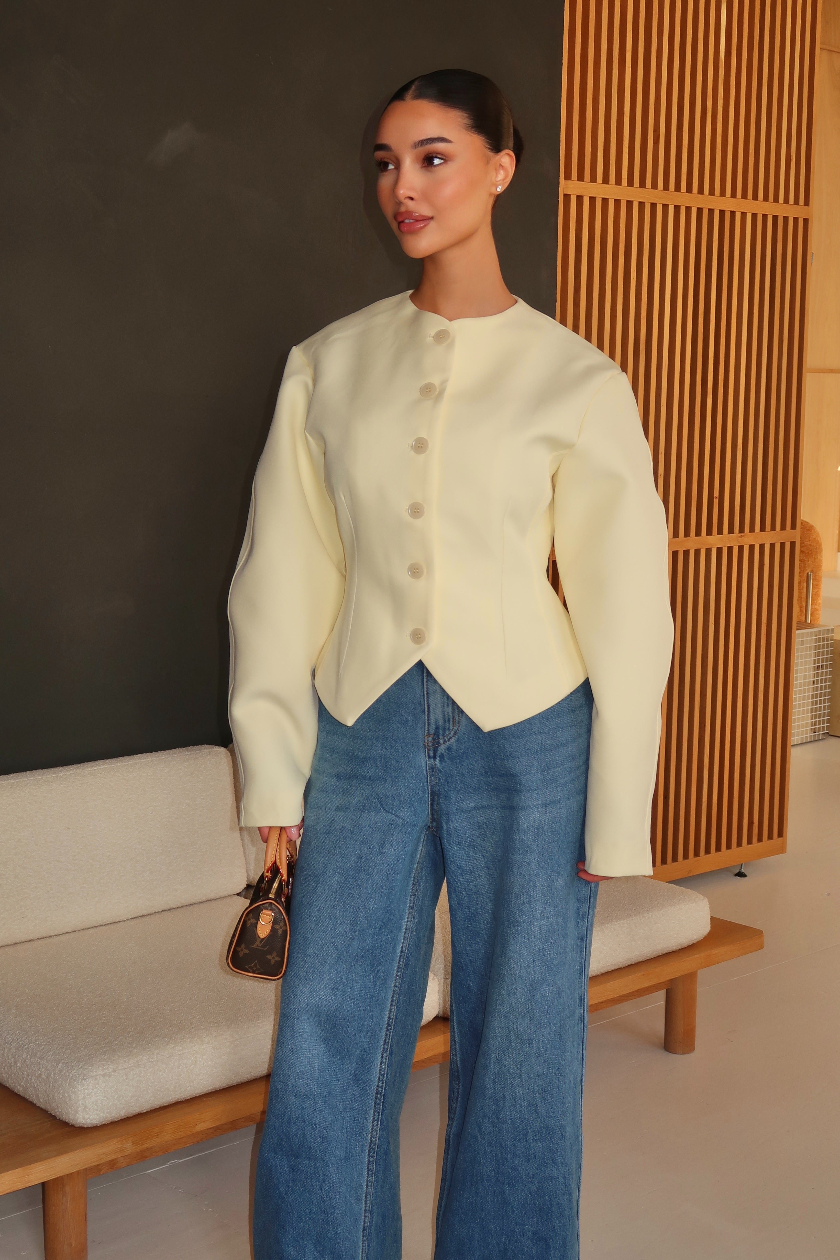 Structured statement blazer - Yellow