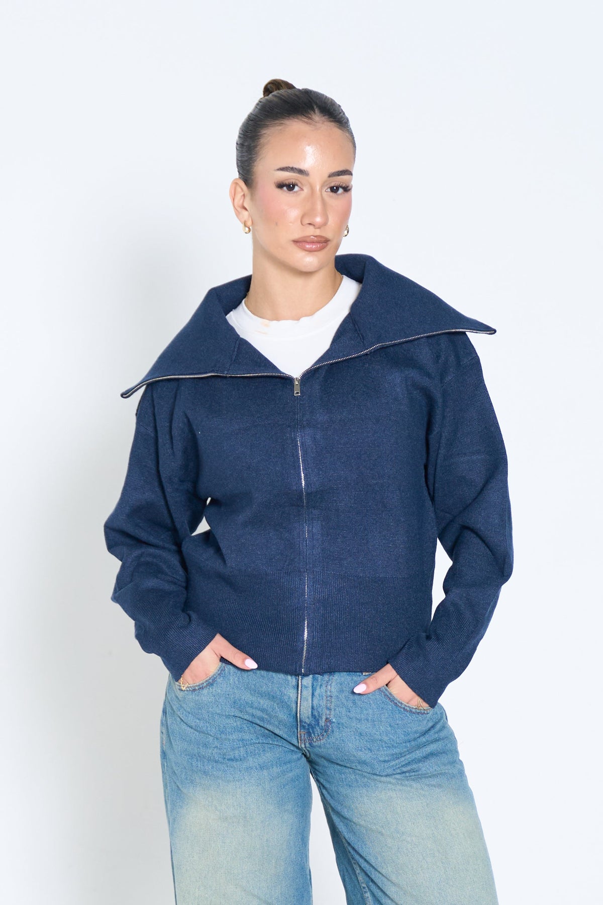 Knit Zip-up Cardigan