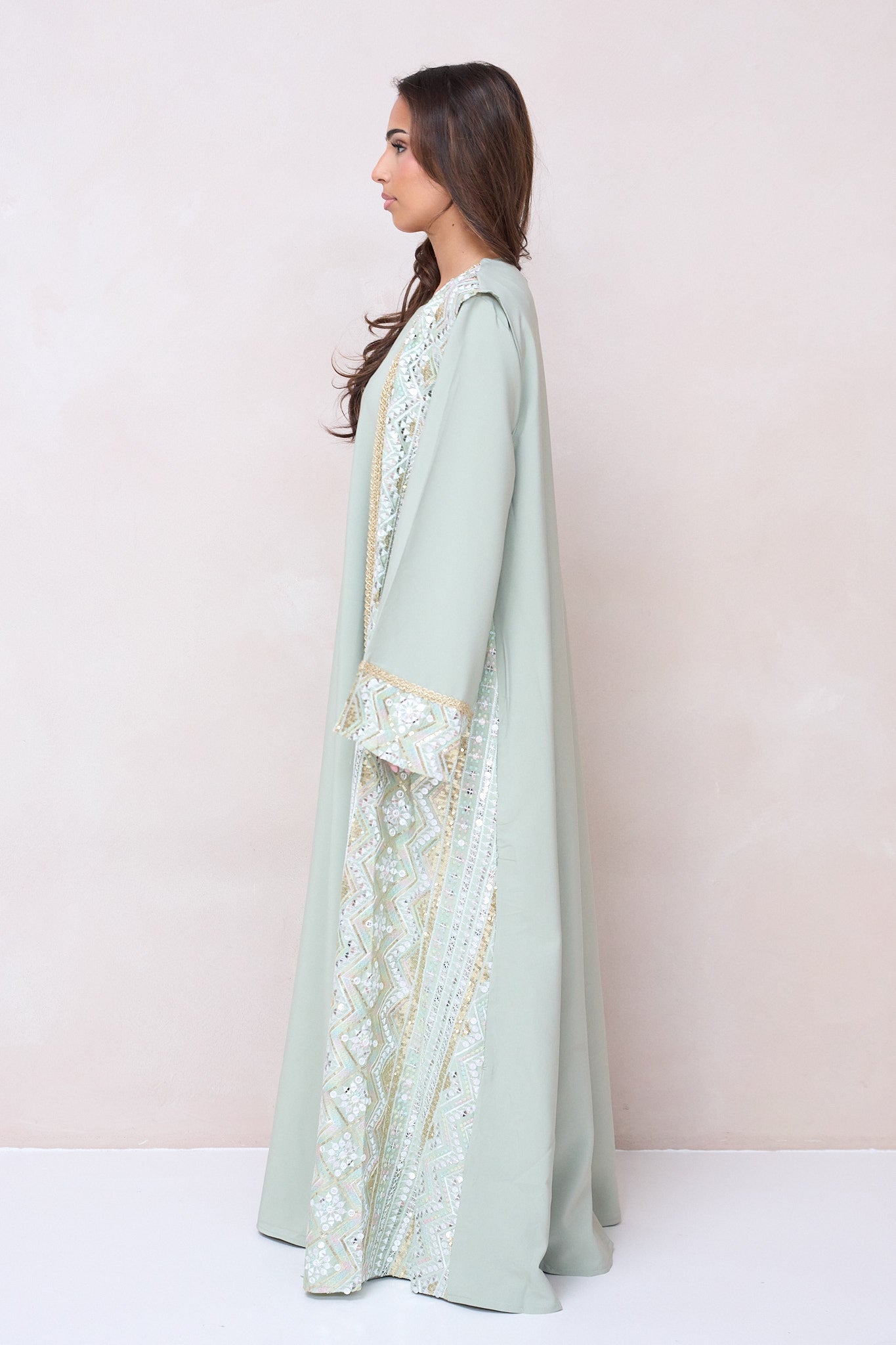 Luxury Embroidered Abaya Set - Green