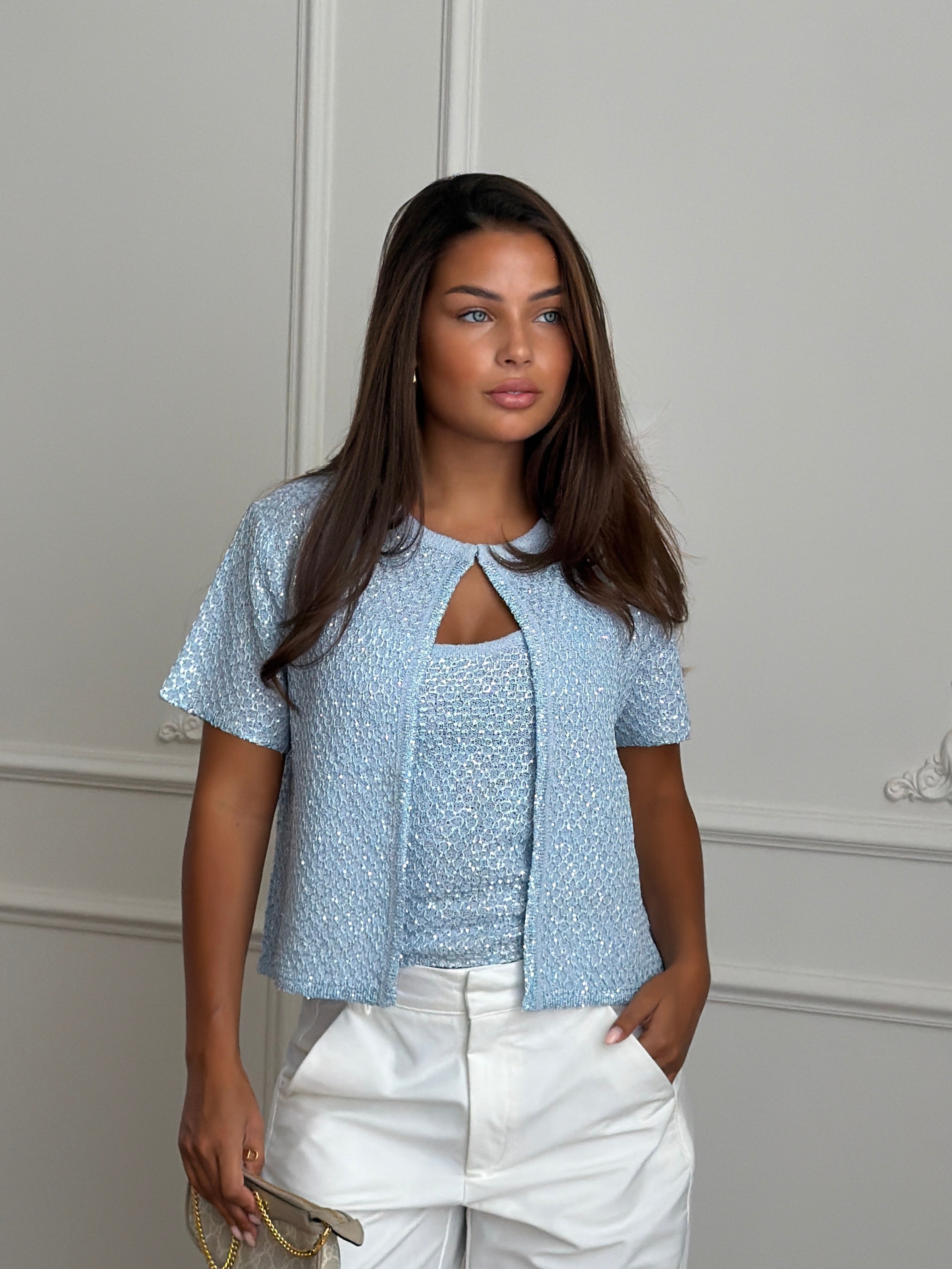 Midnight Sparkle Top Set - Light Blue