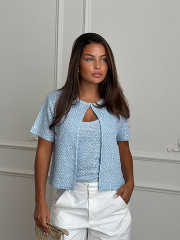 Midnight Sparkle Top Set - Light Blue