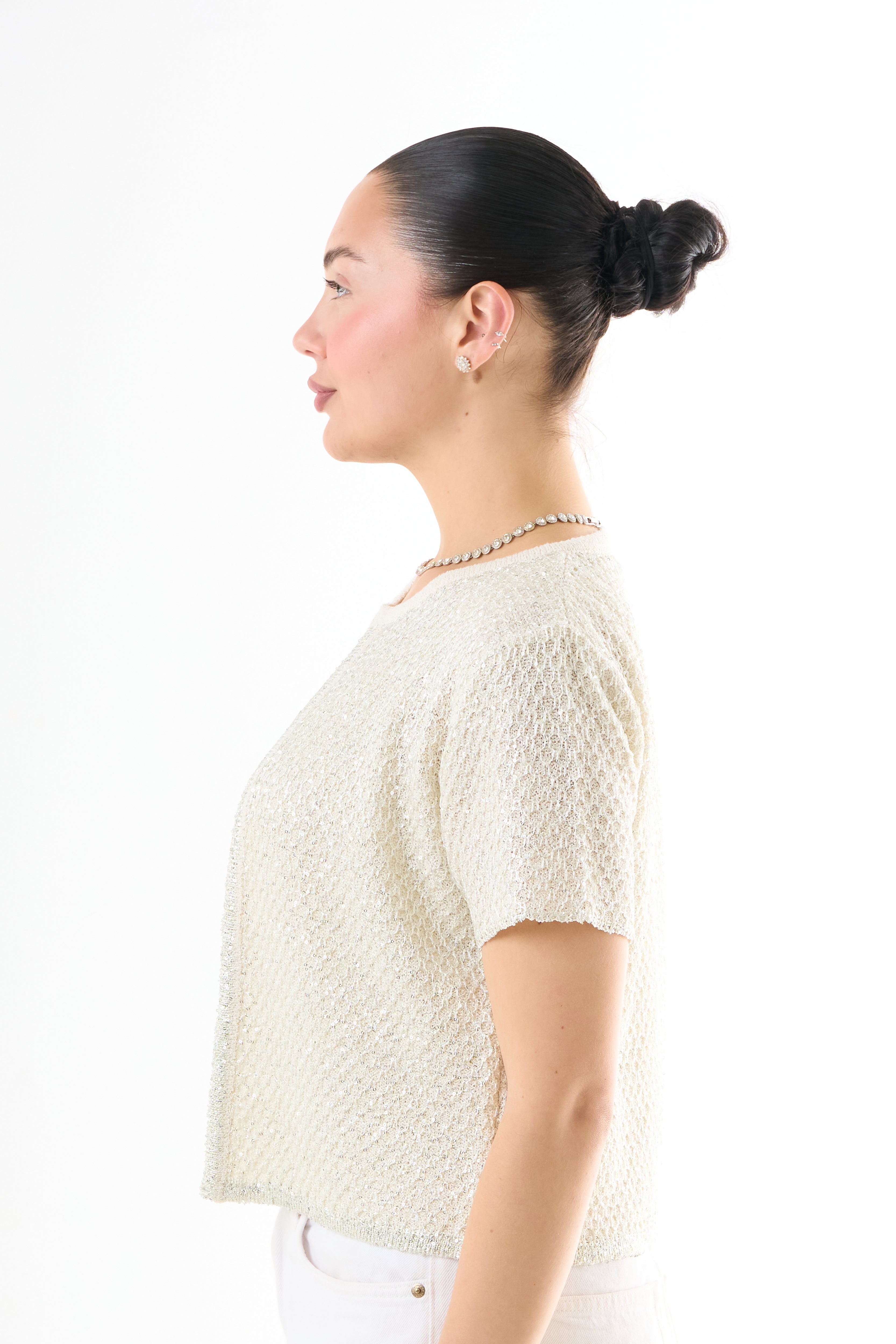 Midnight Sparkle Top Set - White