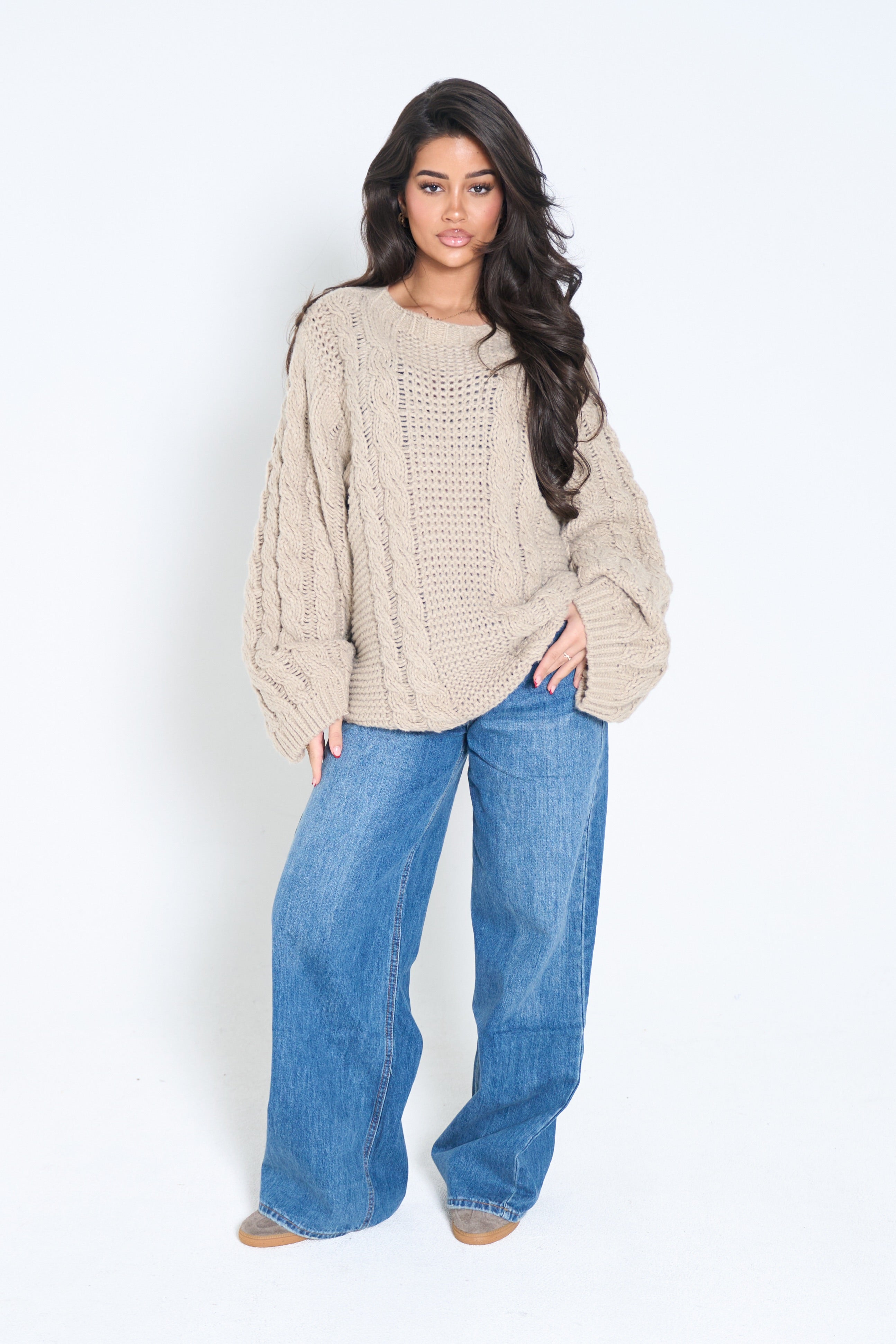 Cozy Knit Sweater - taupe