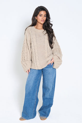 Cozy Knit Sweater - taupe