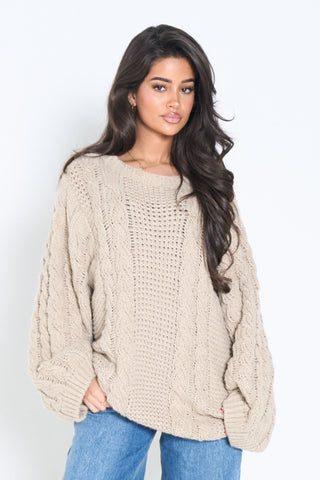 Cozy Knit Sweater - taupe