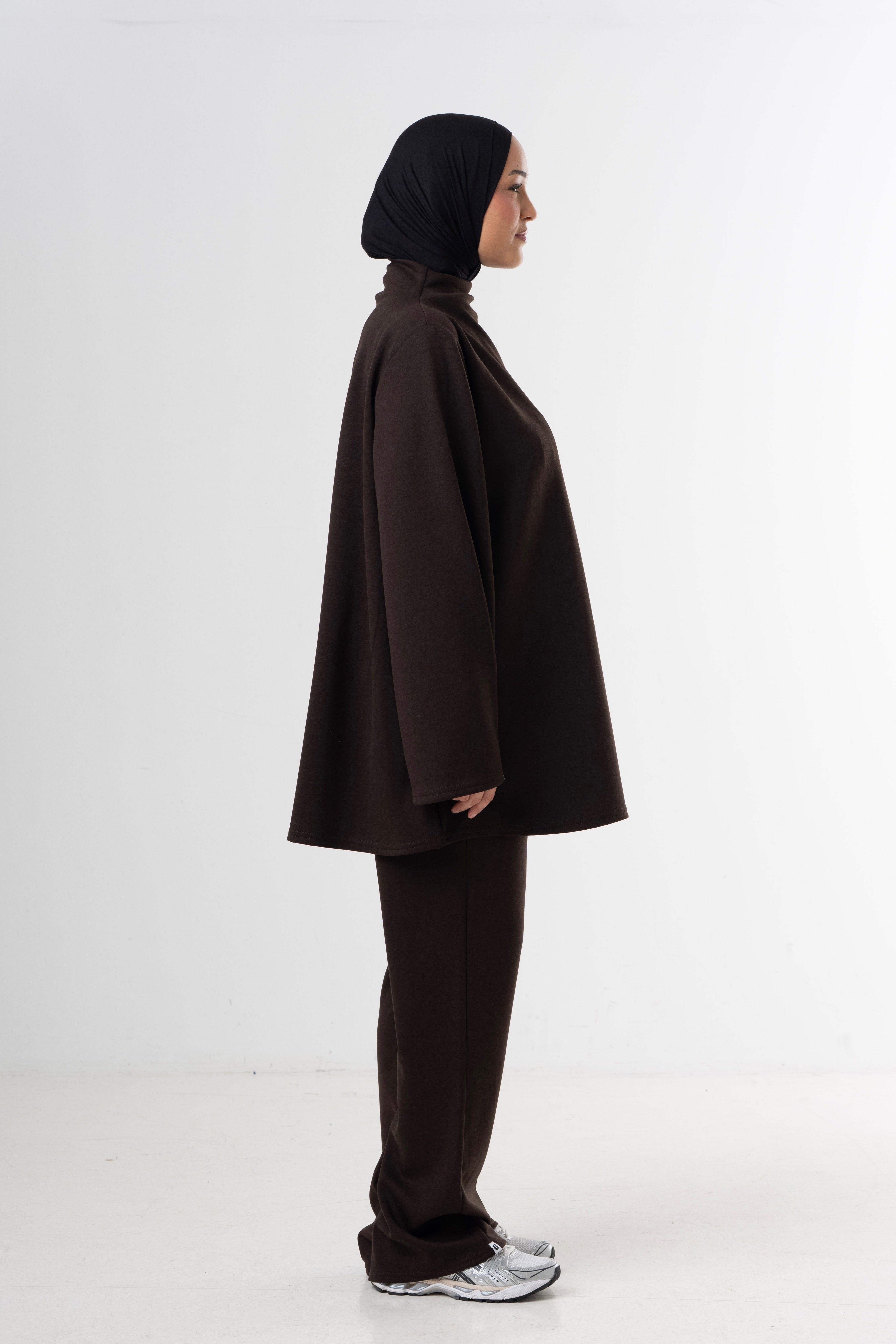 Modest High Neck Set - Dark Brown