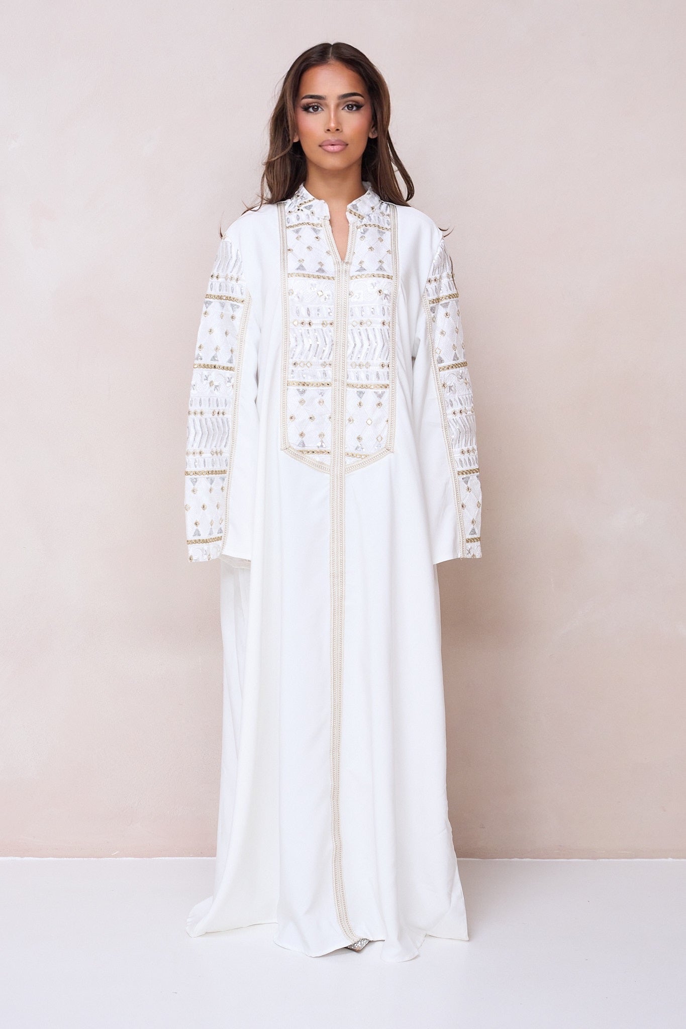 Noura Luxe Abaya - White