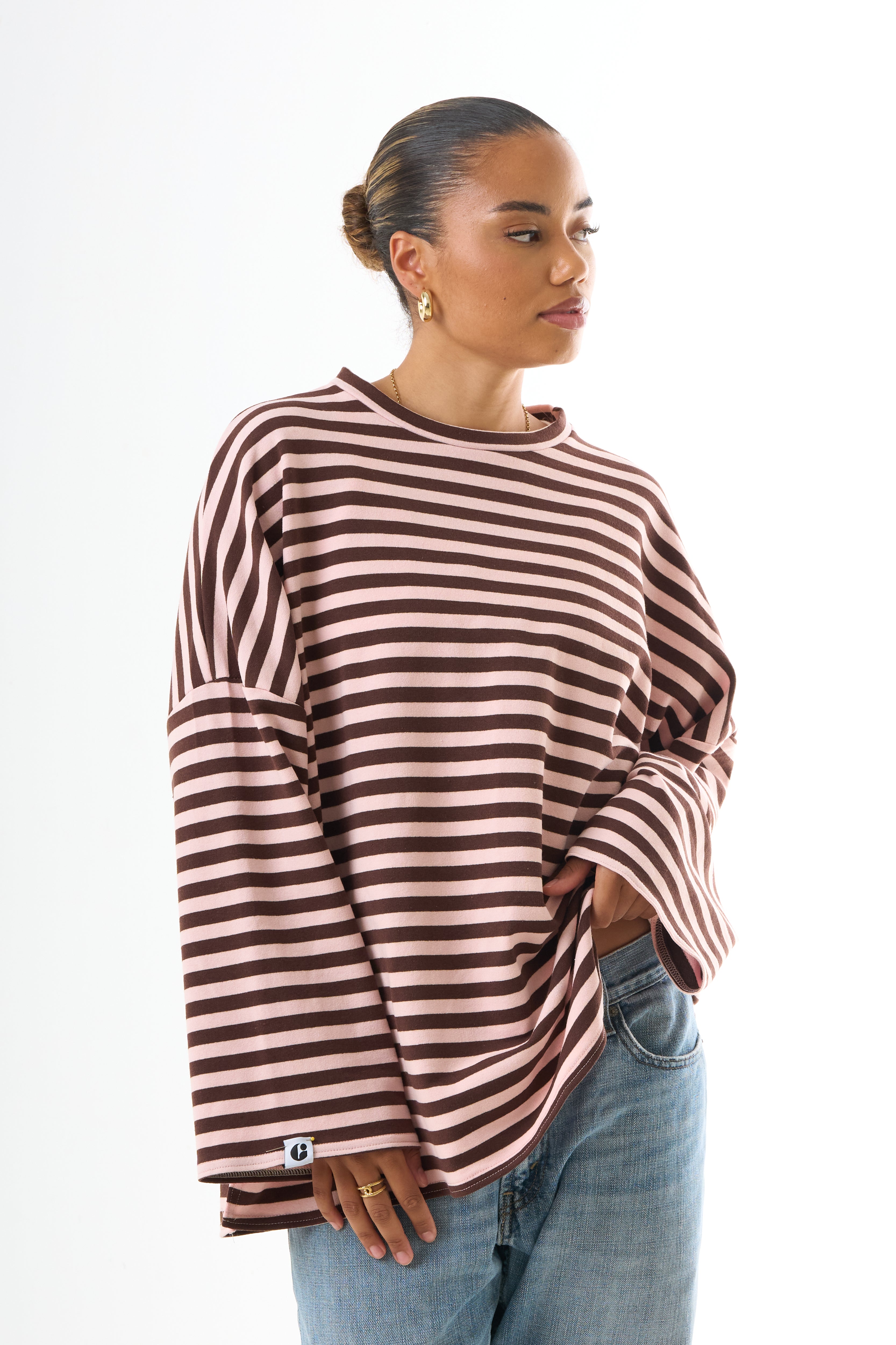 Oversized Long-Sleeved T-shirt - Cotton Stripe