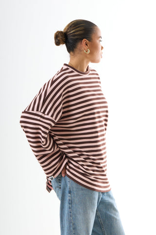 Oversized Long-Sleeved T-shirt - Cotton Stripe