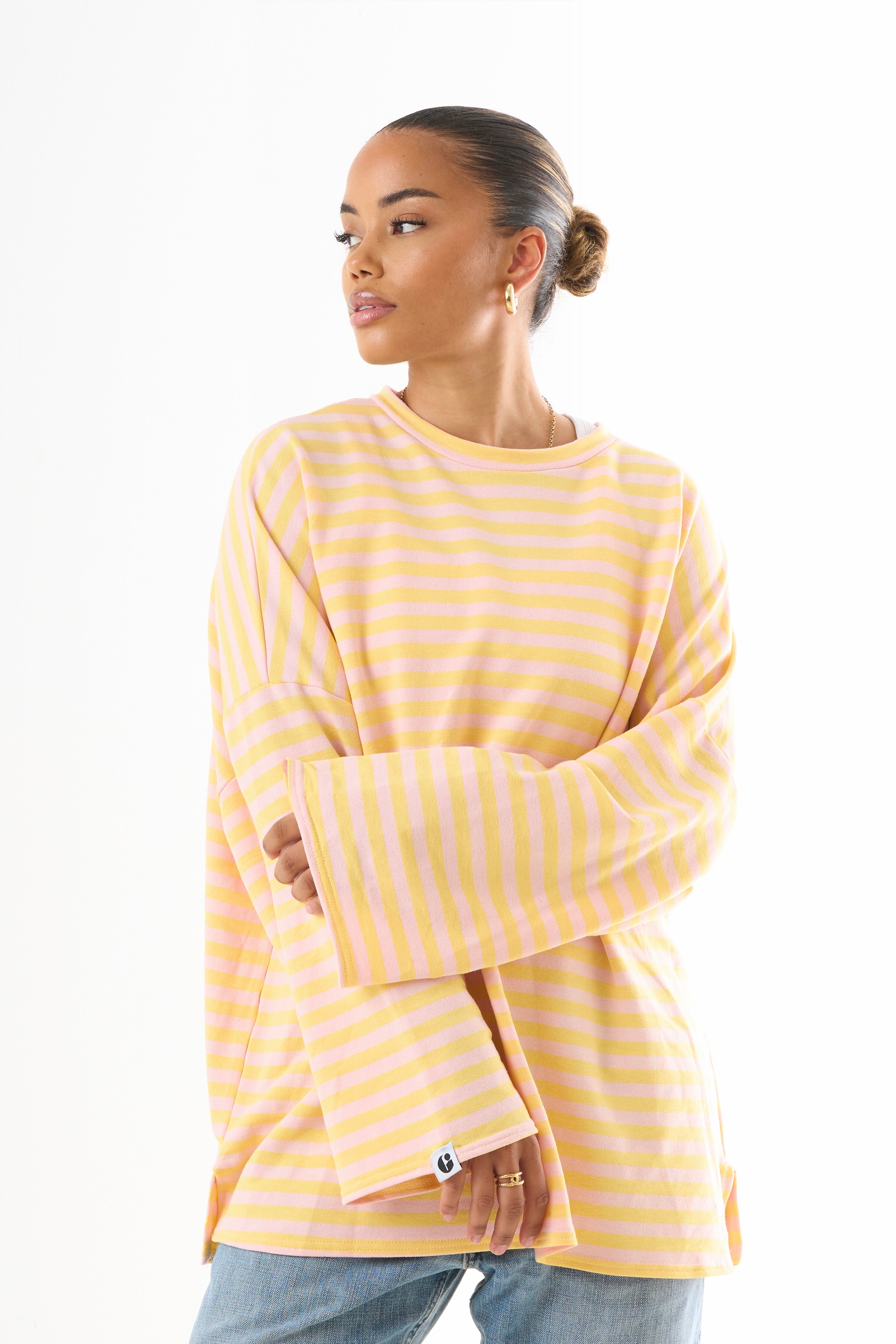 Oversized Long-Sleeved T-shirt - Lemon Pink