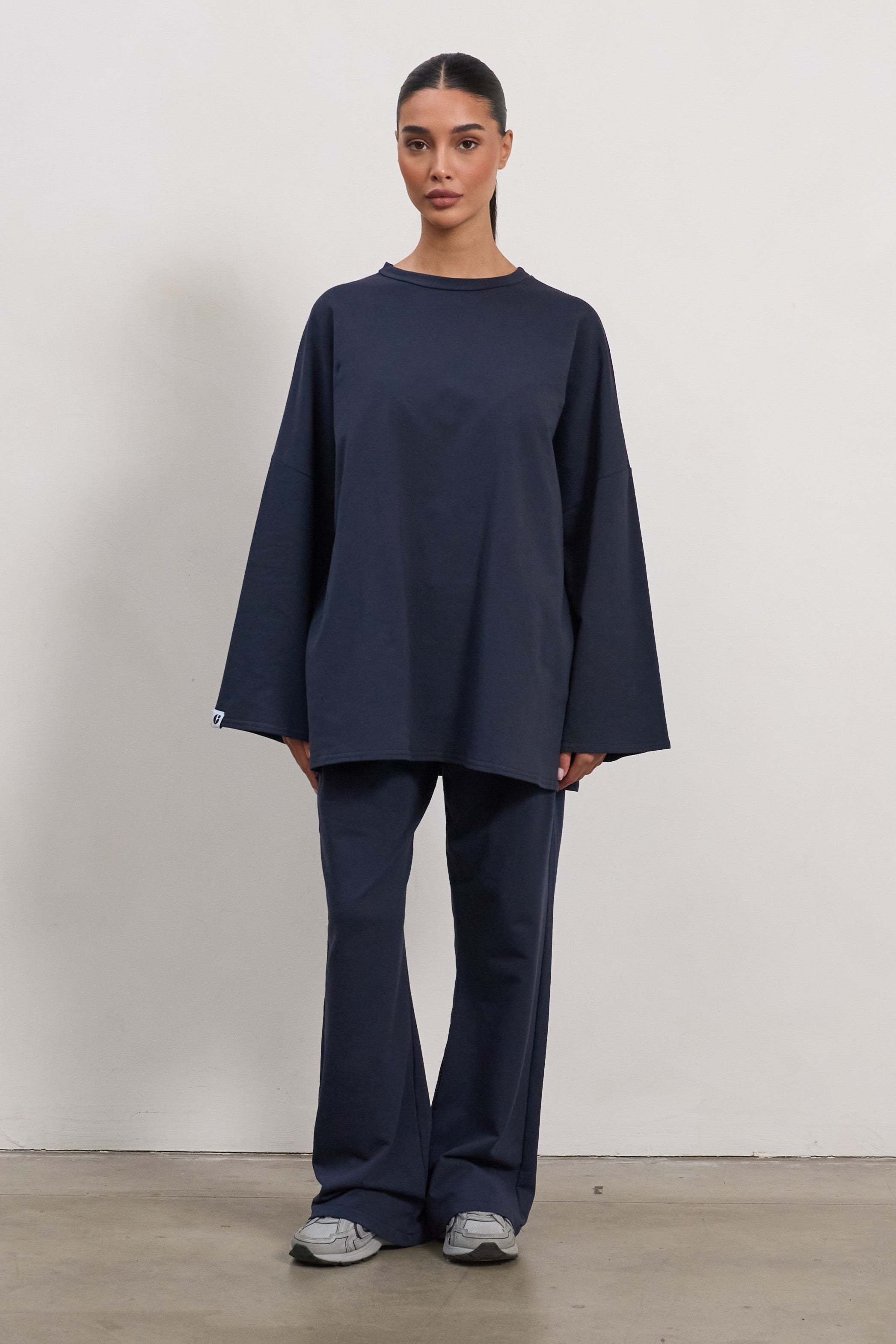Oversized Long-sleeved T-shirt - Navy
