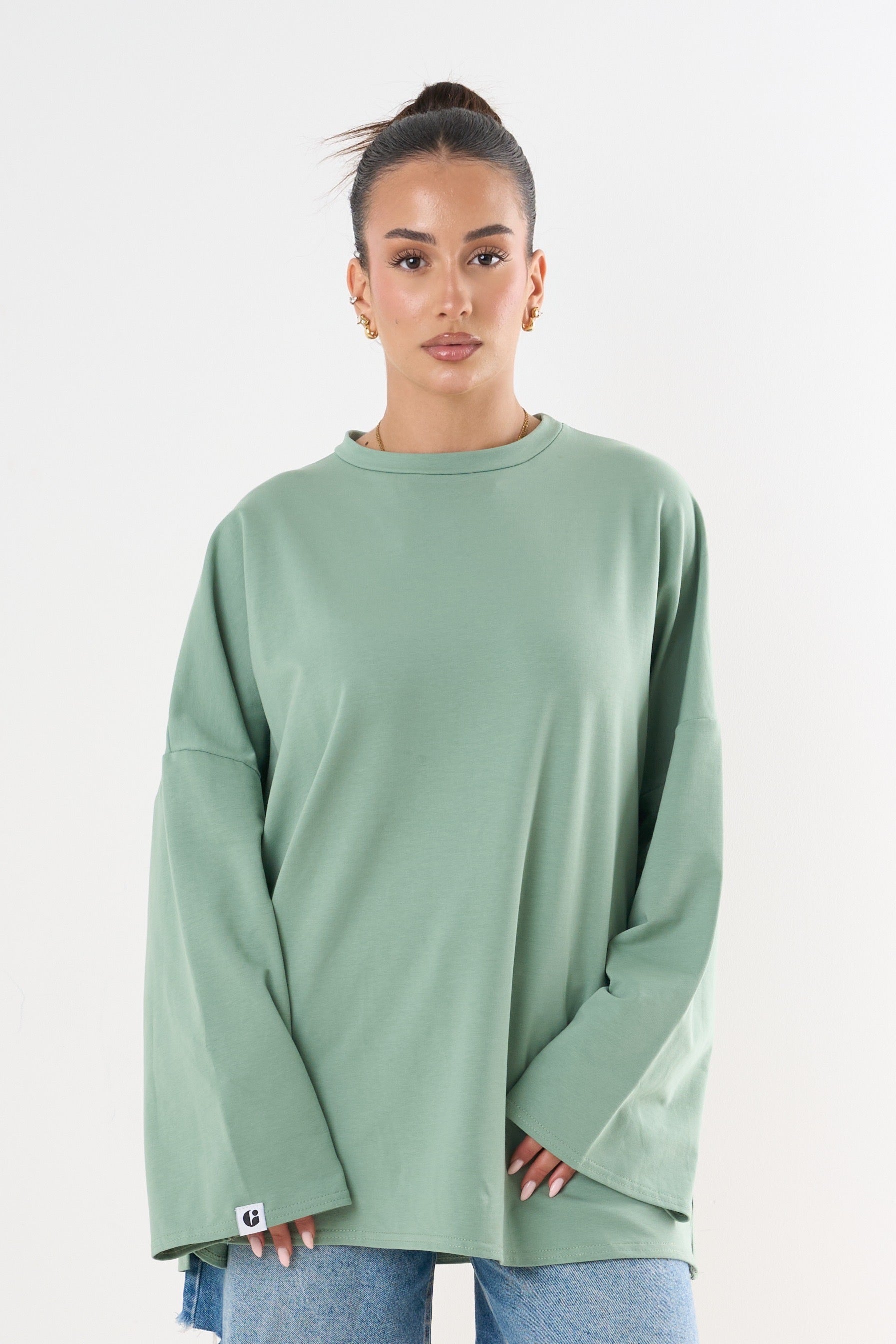 Oversized Long-sleeved T-shirt - Mint