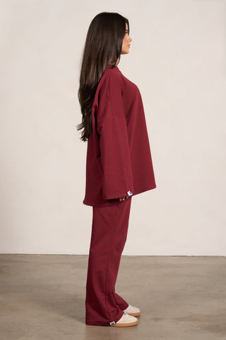 Oversized Long-sleeved T-shirt - Bordeaux