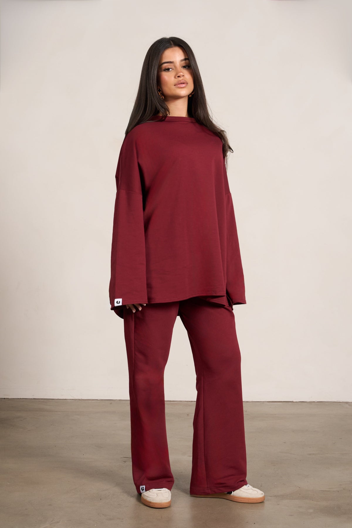 Oversized Long-sleeved T-shirt - Bordeaux