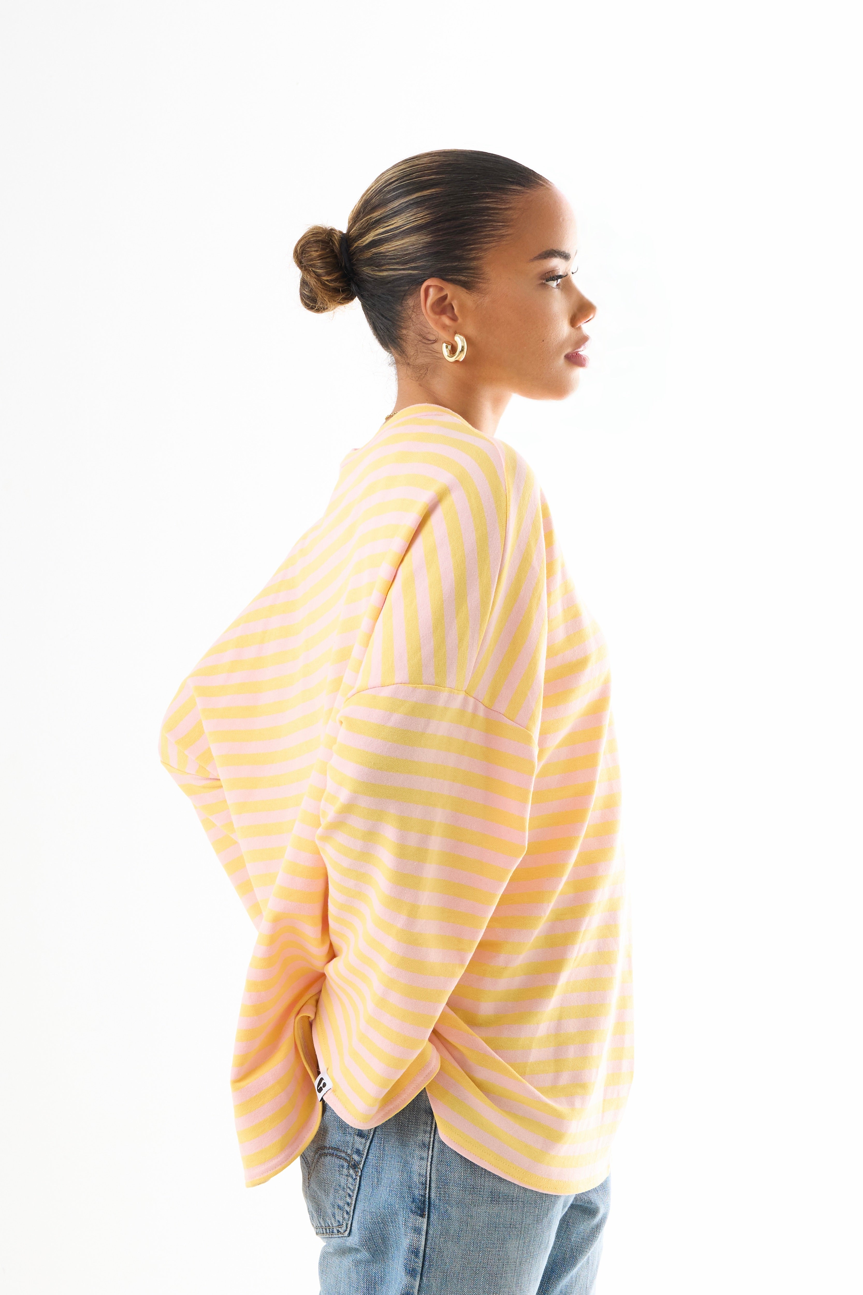 Oversized Long-Sleeved T-shirt - Lemon Pink