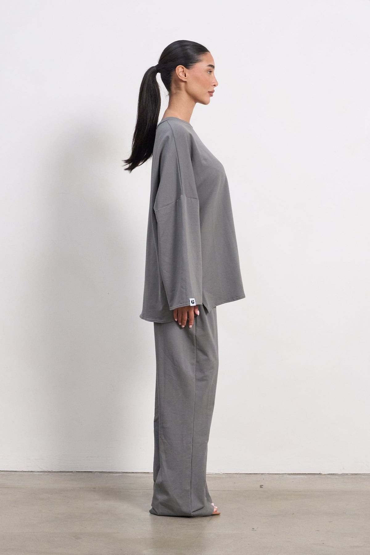 Oversized Long-sleeved T-shirt - Grey