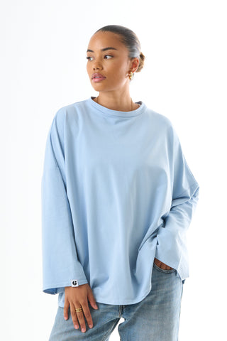 Oversized Long-sleeved T-shirt - Light Blue