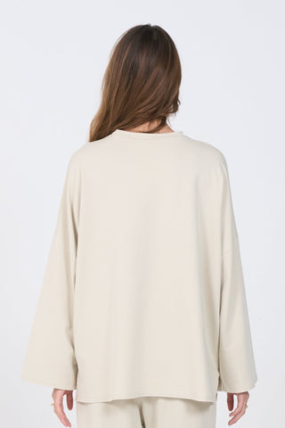 Oversized Long-sleeved T-shirt - Beige