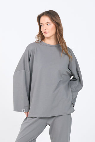 Oversized Long-sleeved T-shirt - Grey