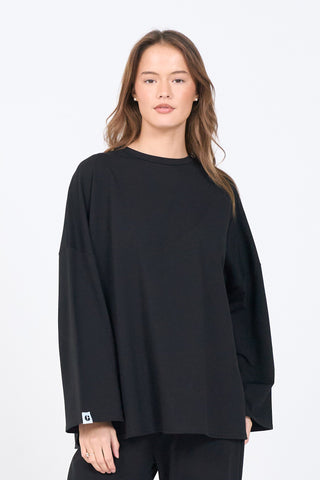 Oversized Long-sleeved T-shirt - Black