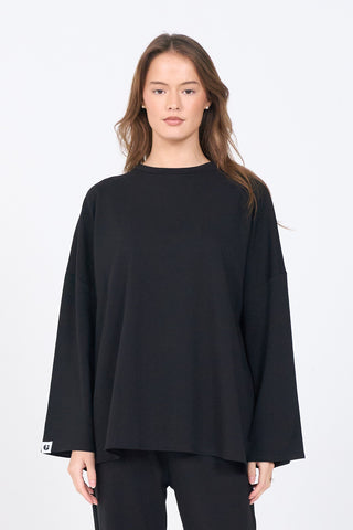 Oversized Long-sleeved T-shirt - Black