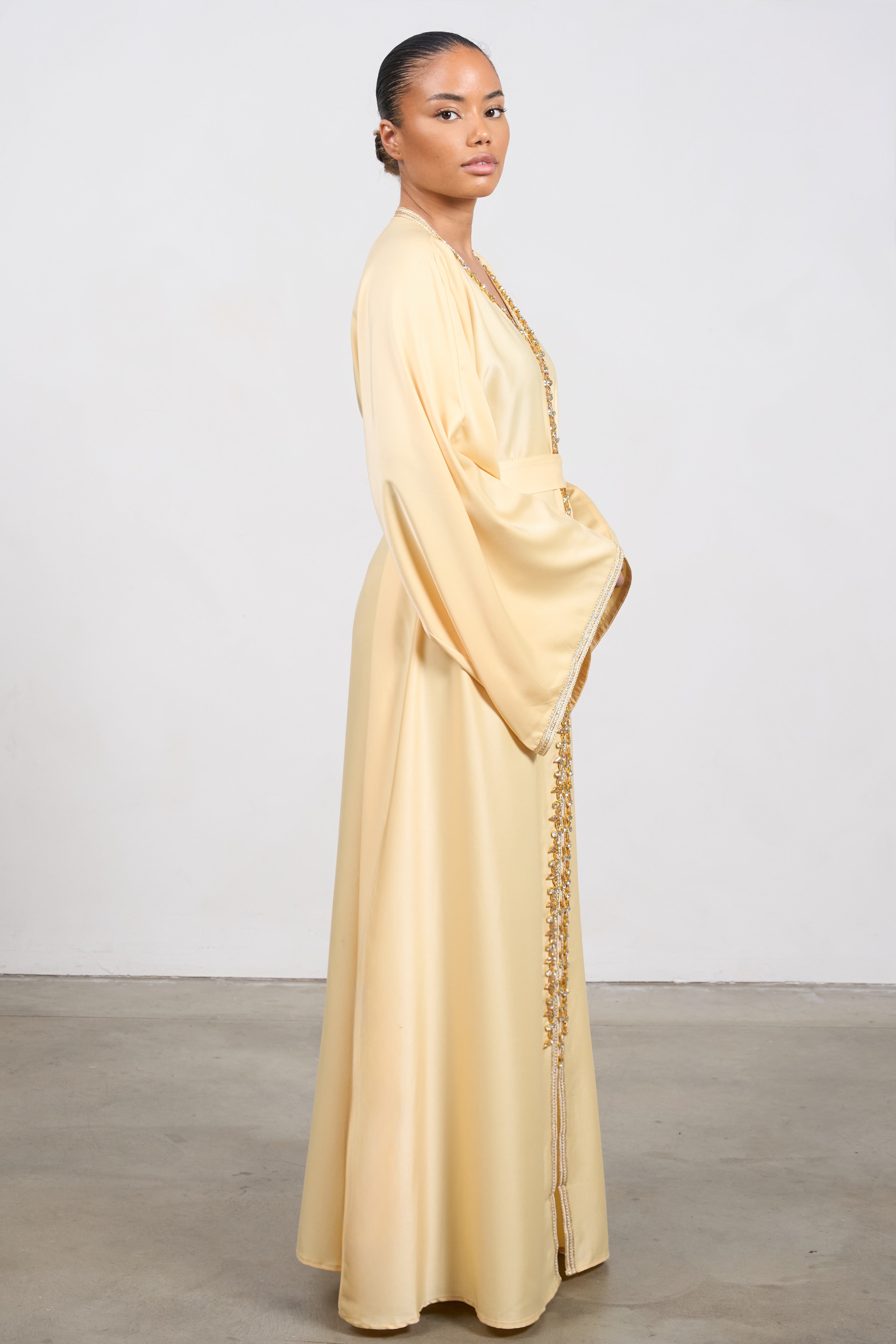 Pearl Kaftan Dress - Yellow