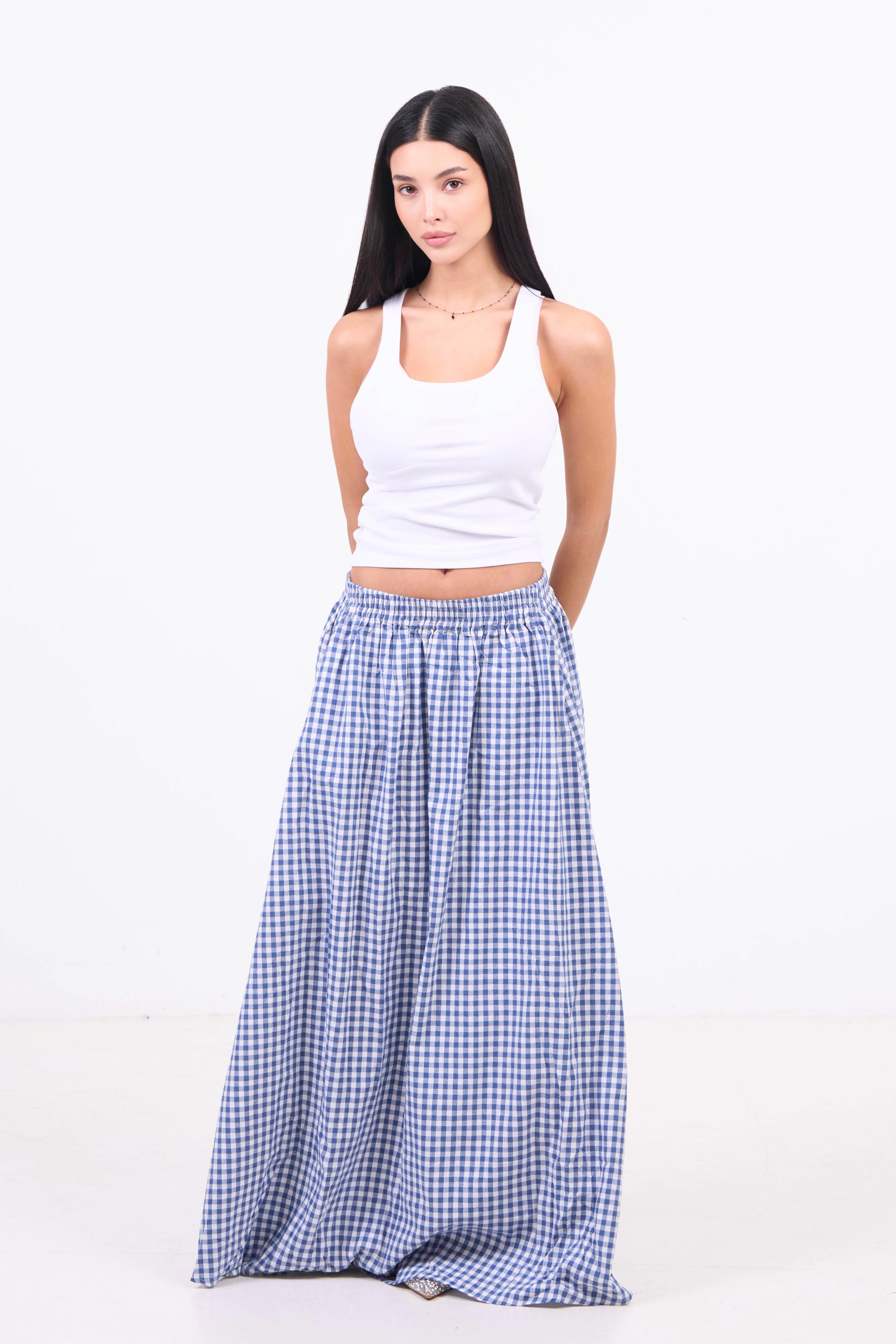 Picnic Check Skirt - Dark Blue
