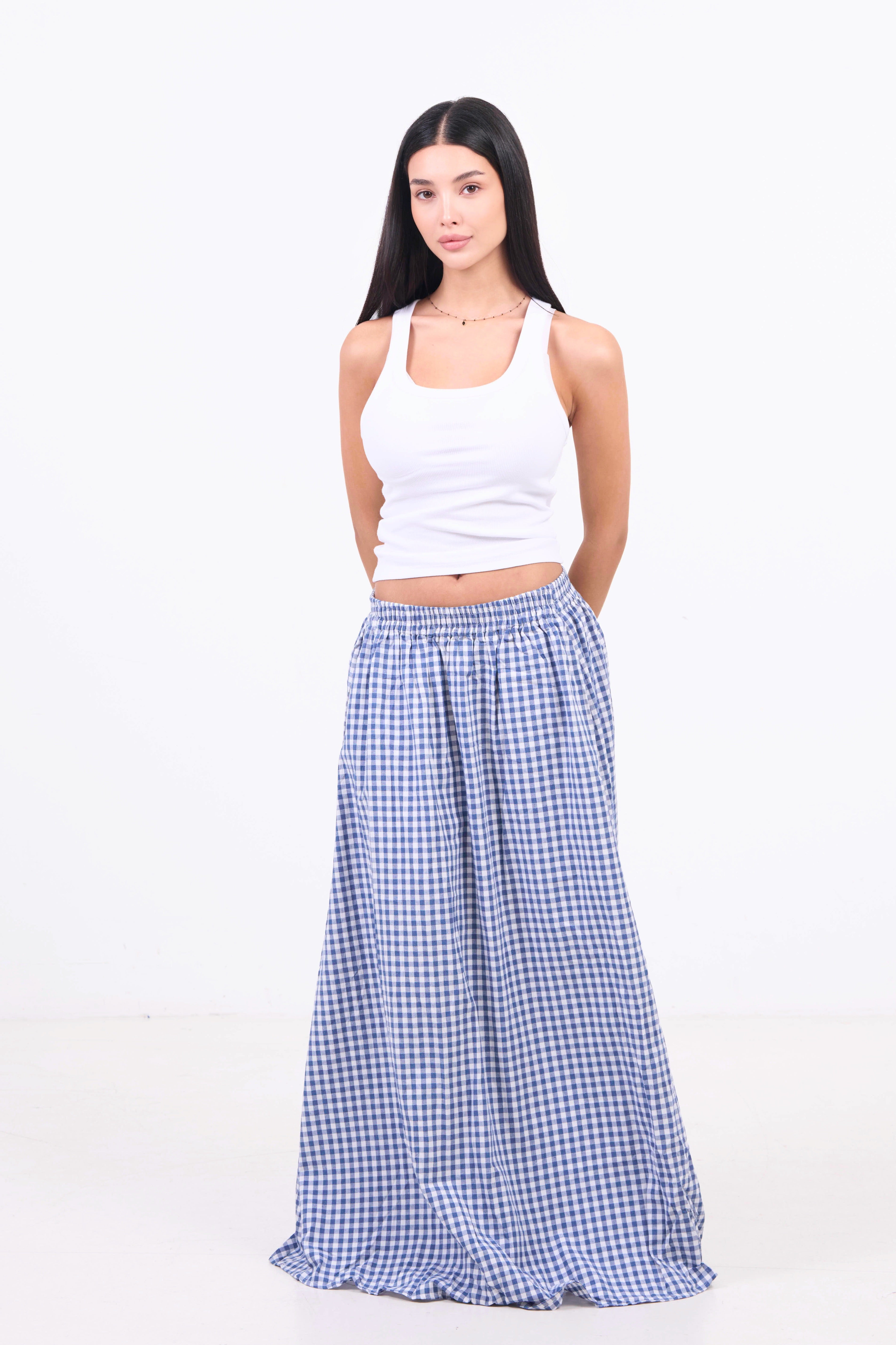 Picnic Check Skirt - Dark Blue