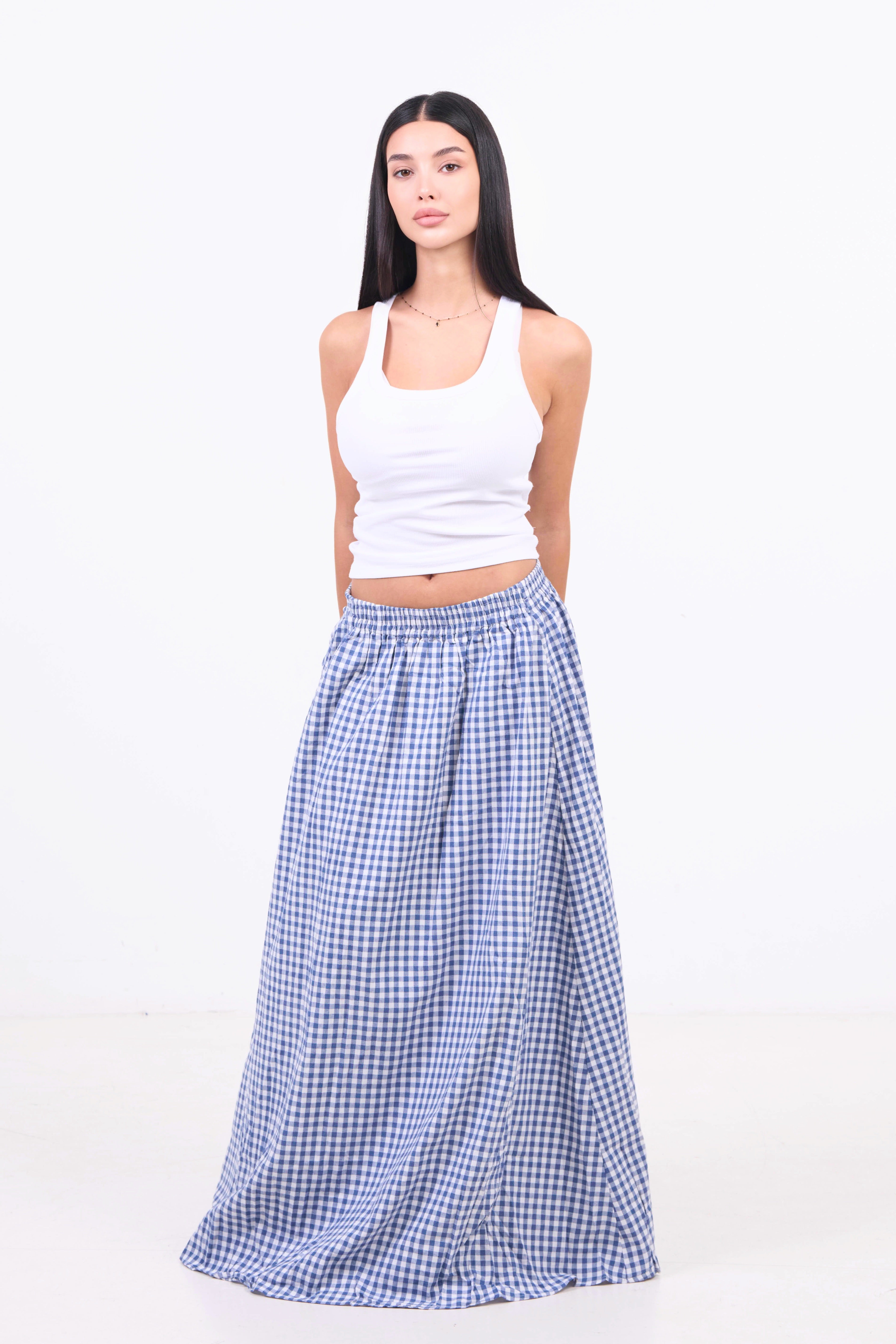 Picnic Check Skirt - Dark Blue